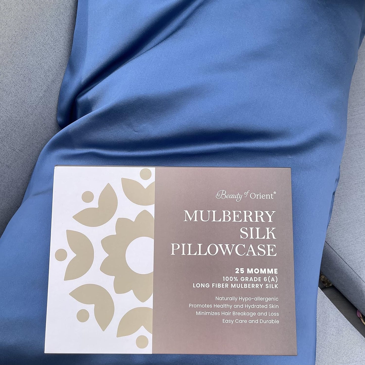 25 Momme Premium Mulberry Blue Silk Pillowcase for Hair and Skin | Handcrafted Hypoallergenic & Anti-Acne Silk Pillow Cases with Zipper | King - 20" x 36", Ocean