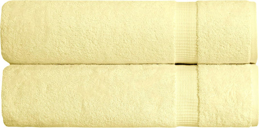 SALBAKOS 100% Turkish Cotton Extra Large Bath Sheet Set of 2 35x70 inch | Heirloom Quality | Hotel & Spa Collection | Soft, Absorbent Oversize Bath Towels | Made in Turkey (Yellow, 2 Bath Sheets)