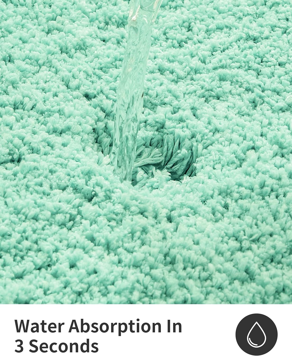 ILANGO Spa Blue Bathroom Rugs 48" × 24" Non Slip & Super Absorbent Extra Thick Soft, Washable Bath Mat for Floor, Microfiber Plush Shaggy Bath Rug with Rubber for Bathtub Shower Room Sink