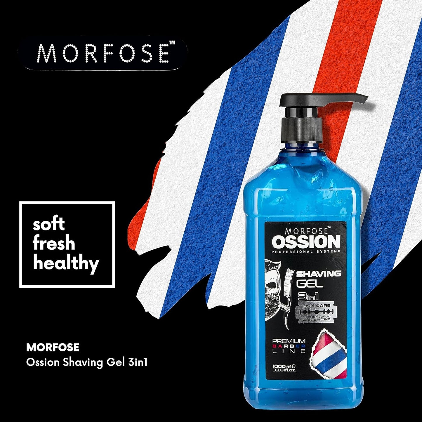 Morfose Shaving Gel - Infused with Soothing Aloe Vera and Vitamin E, Perfect for Sensitive Skin, Protects from Nicks and Cuts, Easy to Use and Rinse Off, 30.43 Fl Oz