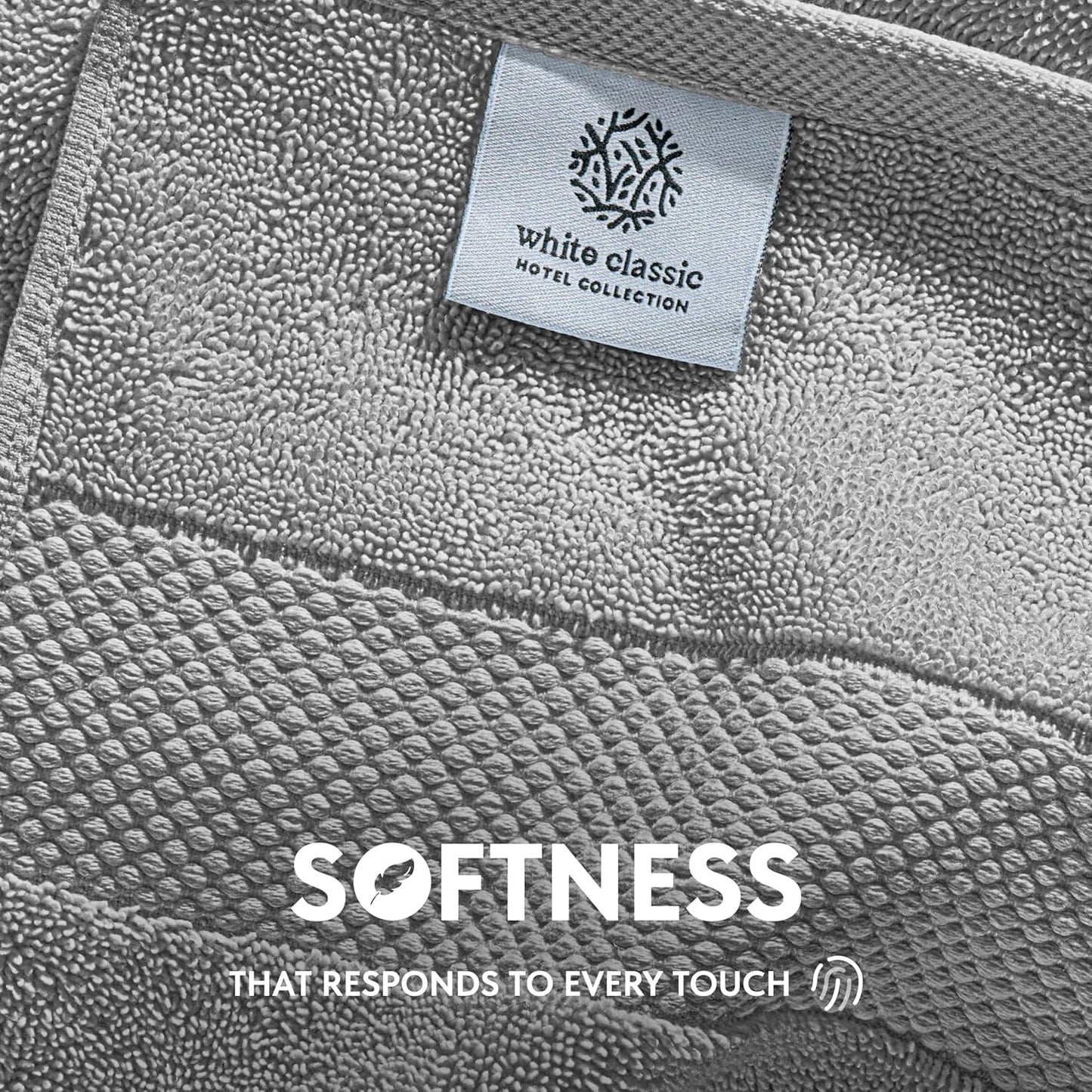 White Classic Luxury Dolphin Gray Hand Towels - Soft 100% Turkish Cotton | Highly Absorbent Hotel spa Bathroom Towel Collection | 16x30 Inch | Set of 6