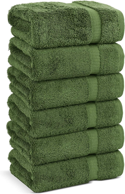 Chakir Turkish Linens | Hotel & Spa Quality 100% Cotton Premium Turkish Towels | Soft & Absorbent (6-Piece Hand Towels, Moss)