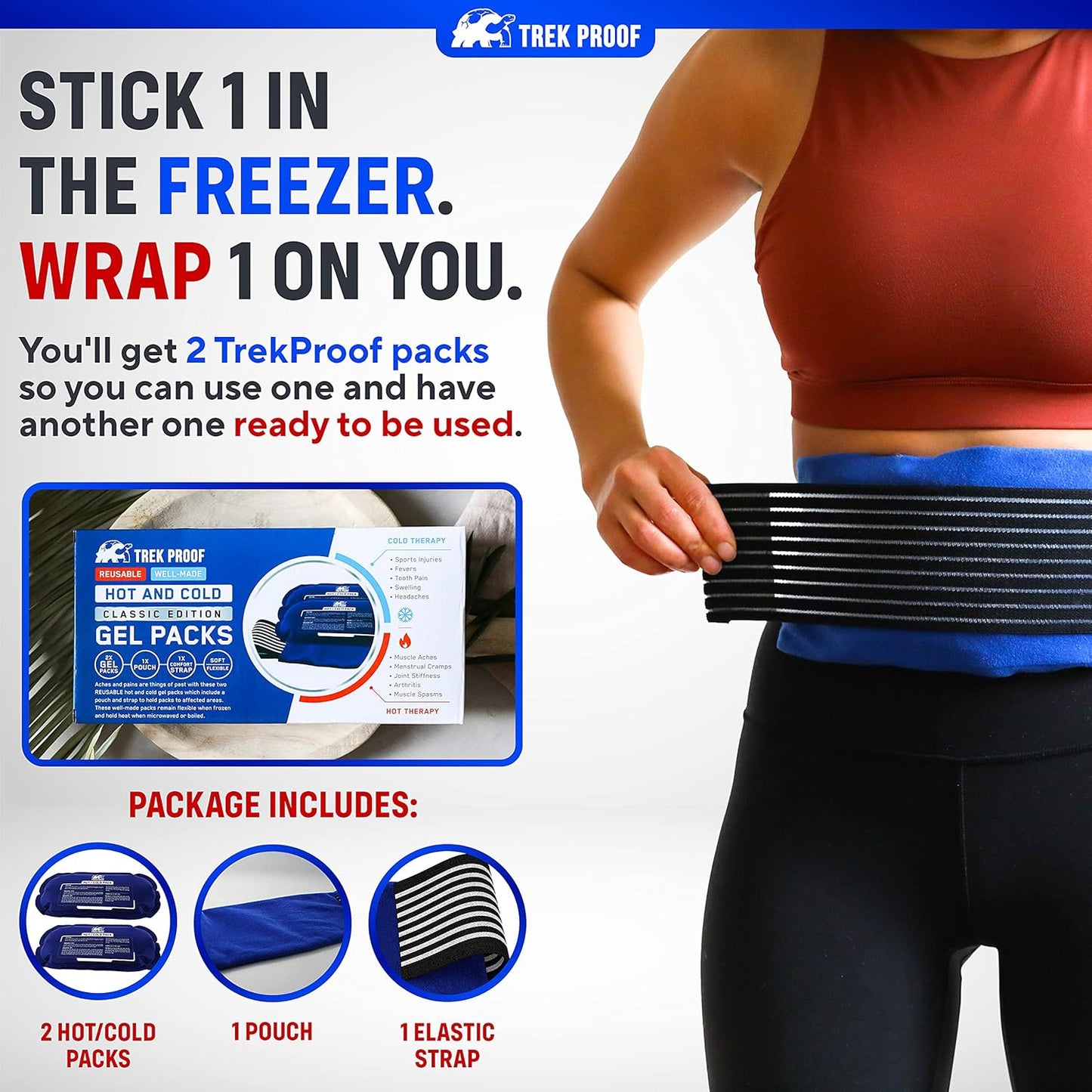 Ice Packs for Injuries Reusable (3-Piece Set) – Hot and Cold Ice Pack Therapy Gel Wrap Support – Supports Recovery, Joint and Muscle Pain – Knees, Back & More (3 Piece Set - Classic)