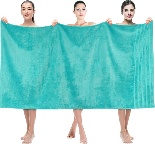 American Soft Linen 35x70 Jumbo Large Bath Towels, 600 GSM 100% Cotton Turkish Bath Sheet, Oversized Luxury Bath Towels for Bathroom Beach and Pool, Turquoise