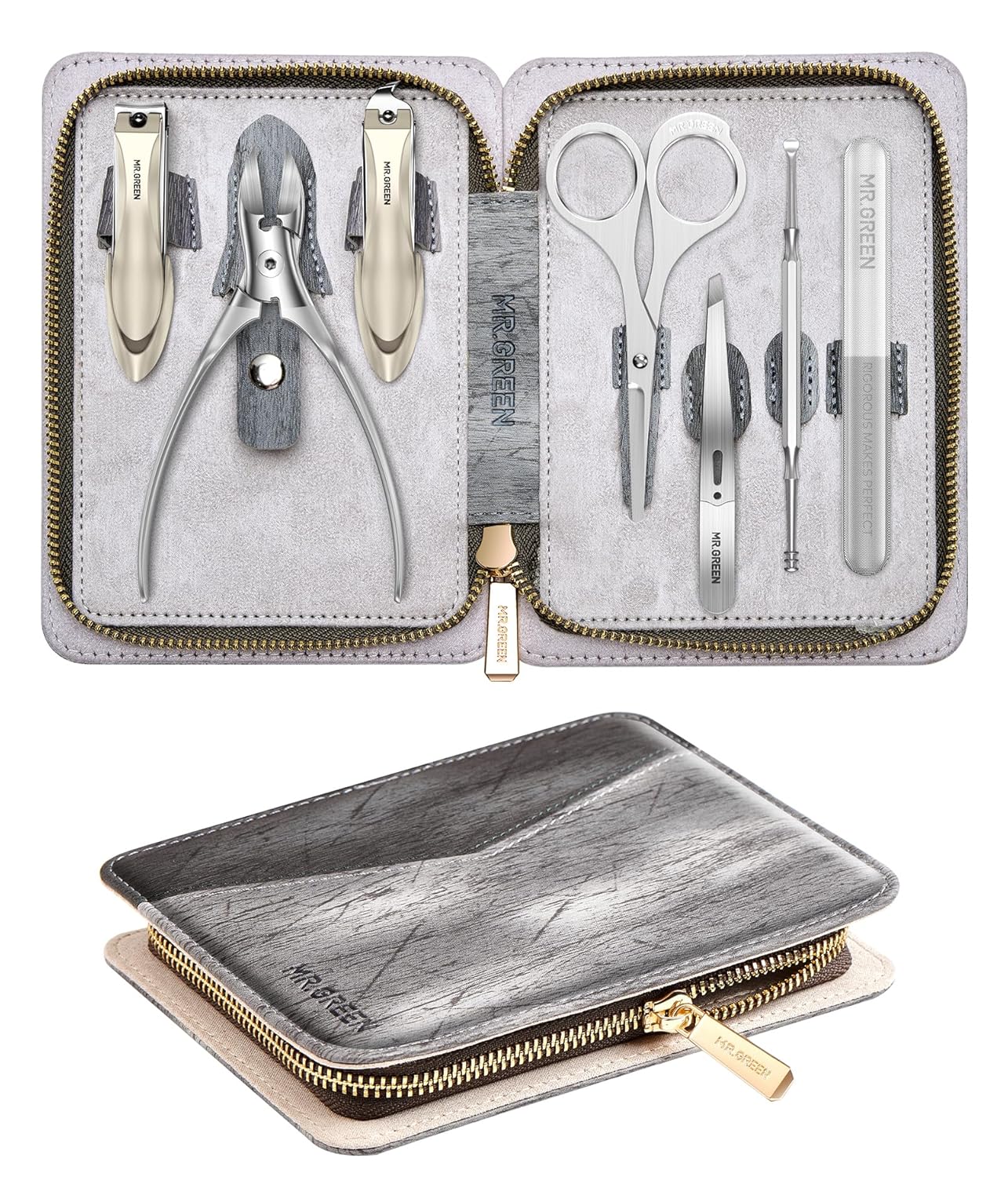 MR.GREEN Manicure Set, German Stainless Nail Clippers Set Anti Splash, Heavy Duty Fingernail& Toenail Clipper for Men& Women, Professional Personal Care Tools with Exquisite Travel Case