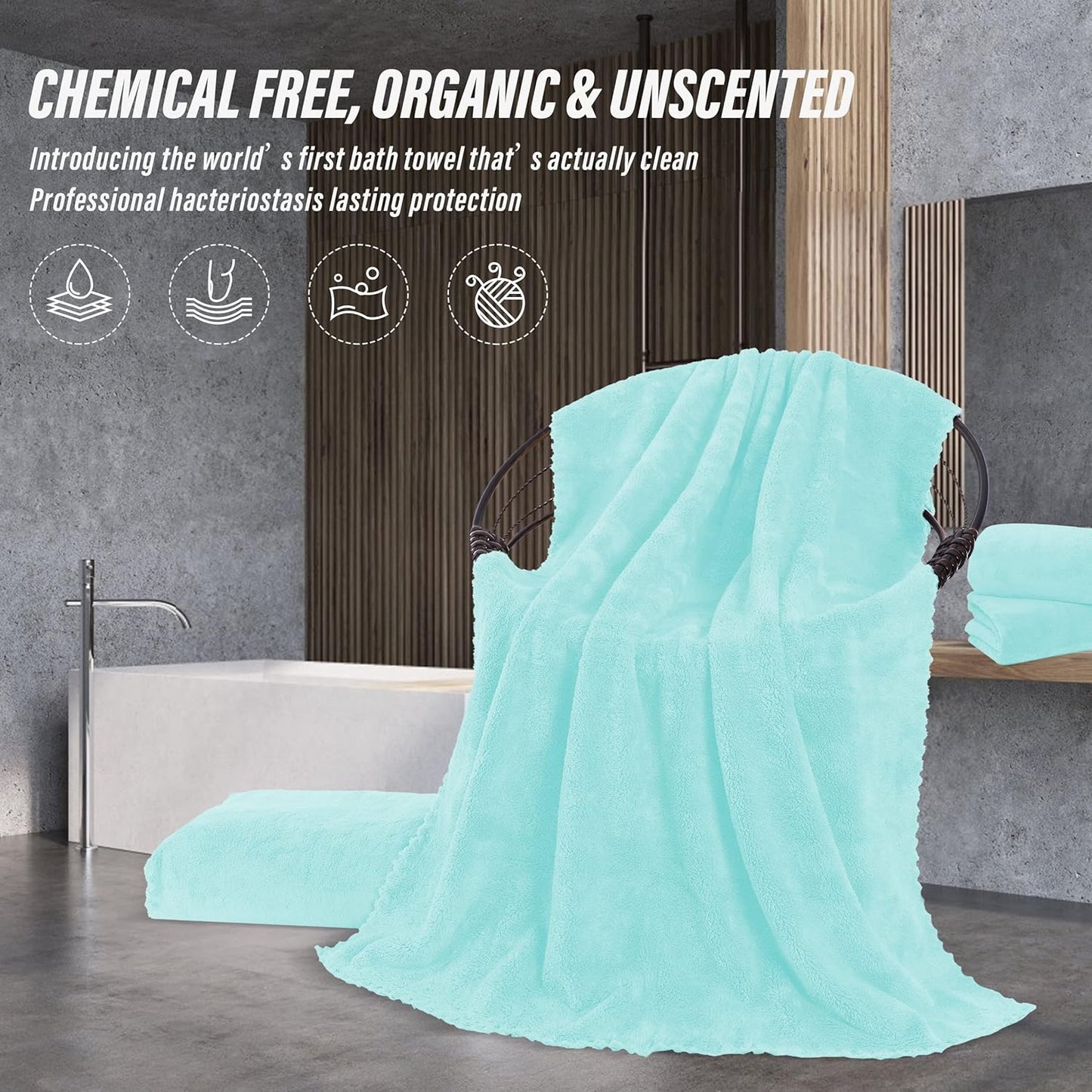 MOONQUEEN 2 Pack Premium Bath Towel Set - Quick Drying - Microfiber Coral Velvet Highly Absorbent Towels - Multipurpose Use as Bath Fitness, Bathroom, Shower, Sports, Yoga Towel (Frozen Blue)