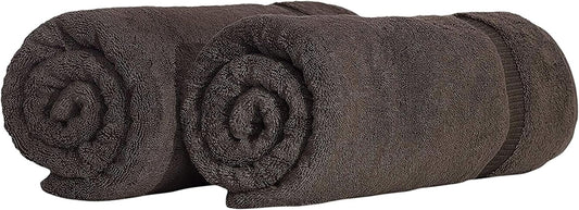 SALBAKOS 100% Turkish Cotton Extra Large Bath Sheet Set of 2 35x70 inch | Heirloom Quality | Hotel & Spa Collection | Soft, Absorbent Oversize Bath Towels | Made in Turkey (Chocolate, 2 Bath Sheets)