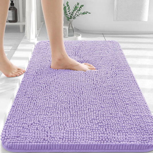 OLANLY Bathroom Rugs 36x24, Extra Soft Absorbent Chenille Bath Rugs, Rubber Backing Quick Dry, Machine Washable Bath Mats for Bathroom Floor, Tub and Shower, Home Decor Accessories, Lavender