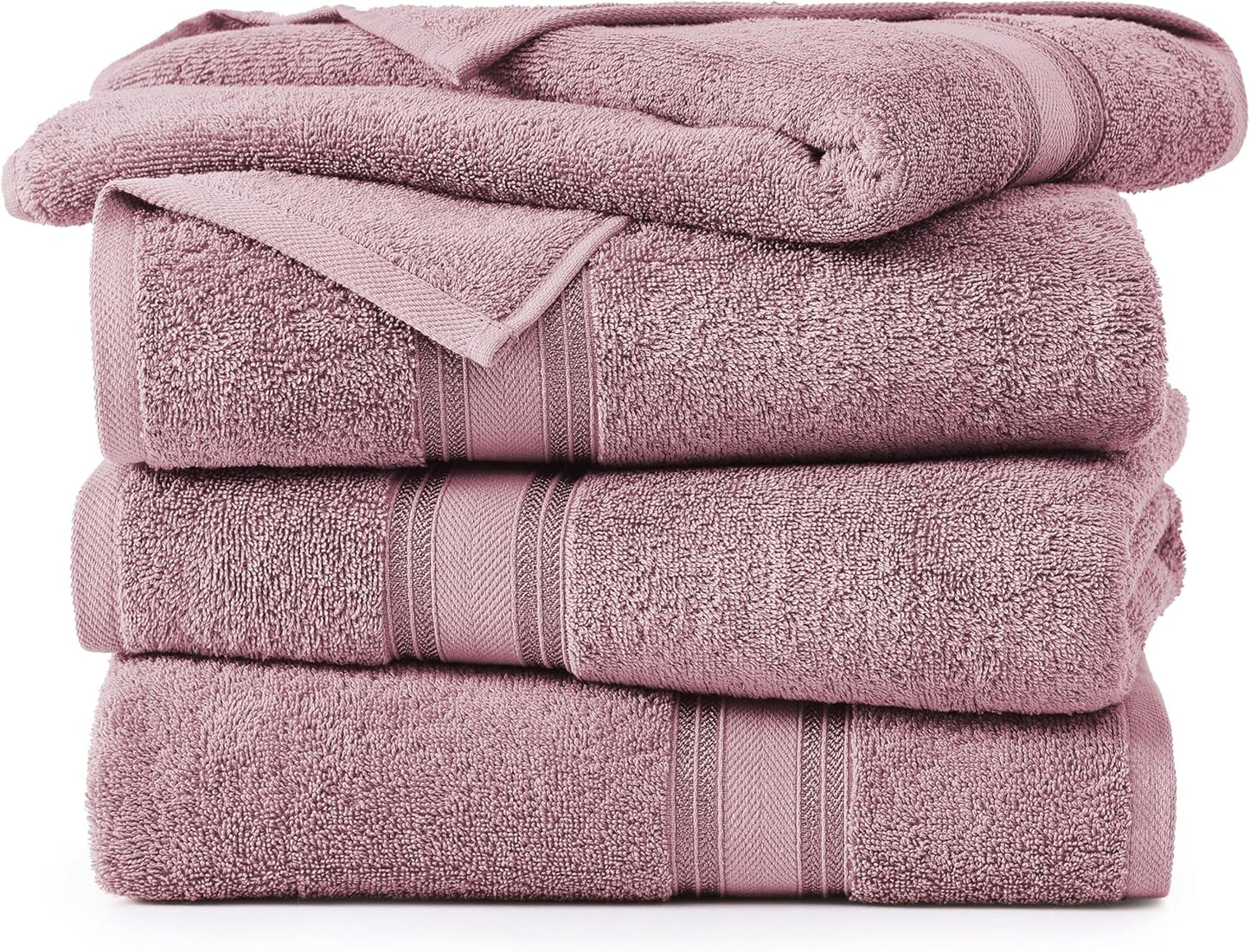 Lane Linen 100% Cotton Bath Sheets 4 Pack (35"x66") - Zero Twist Cotton Extra Large Bath Towels Set - Quick Dry, Soft & Absorbent Oversized Towel Set - Holds Well after Multiple Washes - Wishful Mauve
