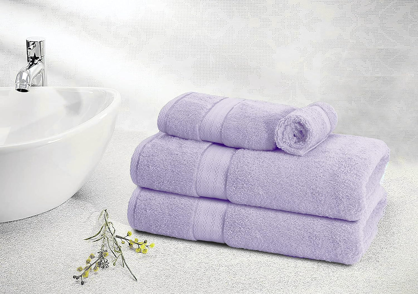 GLAMBURG 700 GSM Premium 8-Piece Towel Set - Contains 2 Bath Towels 30x54, 2 Hand Towels 16x28, 4 Wash Cloths 13x13 - Luxury Hotel & Spa Quality - Durable Ultra Soft Highly Absorbent - Purple