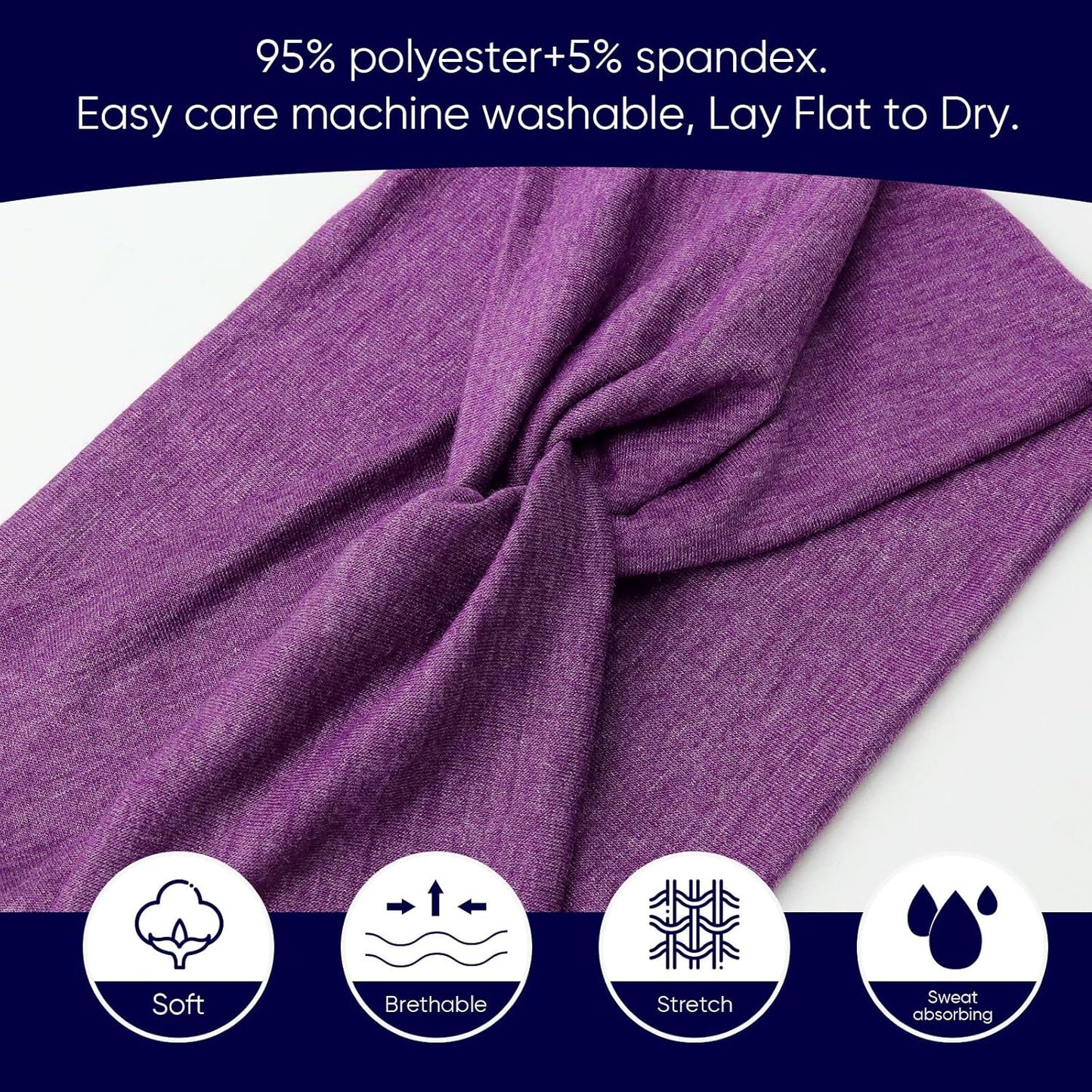 Extra Wide Headbands for Women Large Turban Headband Non Slip Boho Elastic Hairband Hair Twisted Knot Head Bands Accessories