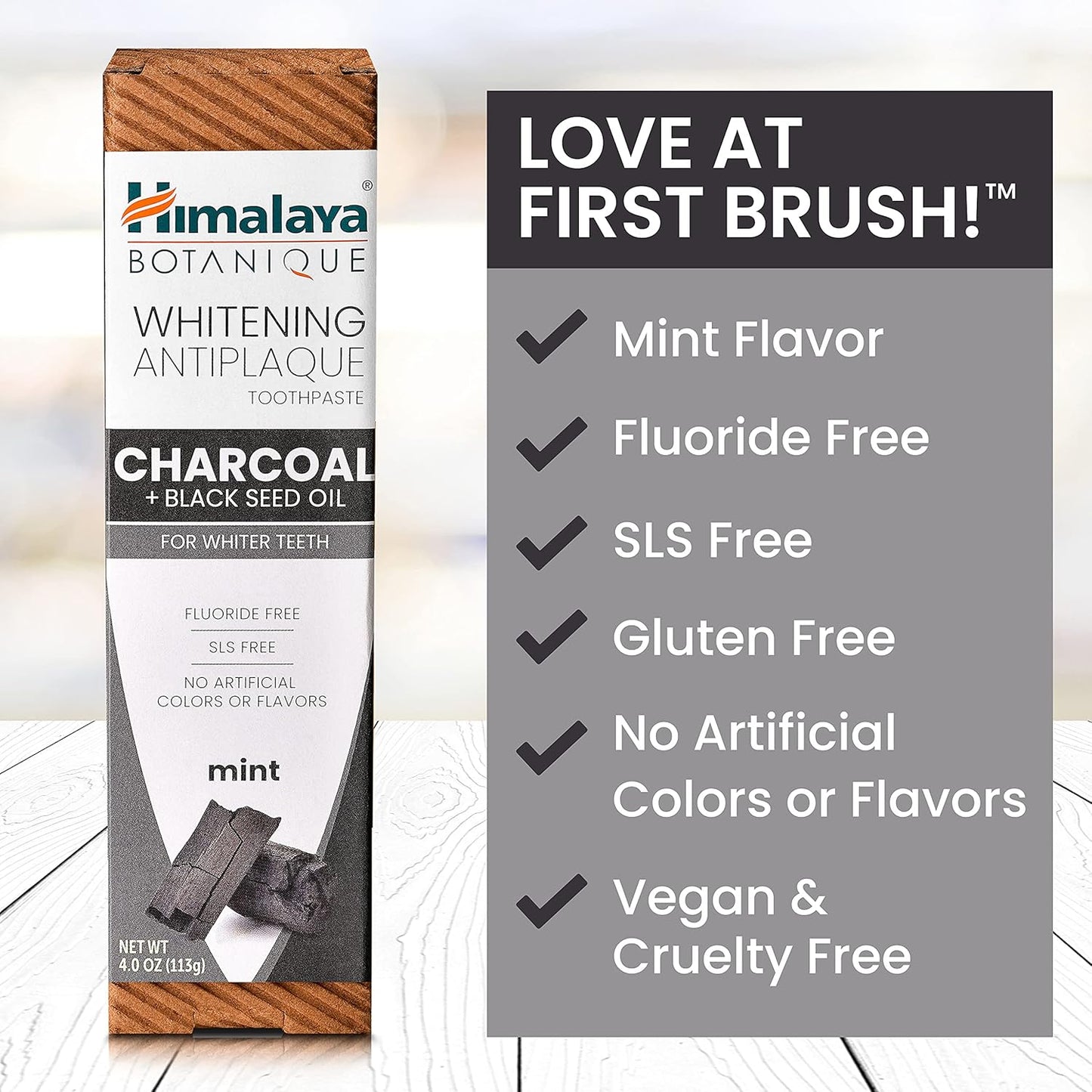 Himalaya Botanique Whitening Antiplaque Toothpaste with Charcoal and Black Seed Oil for Whiter Teeth, 4 oz…