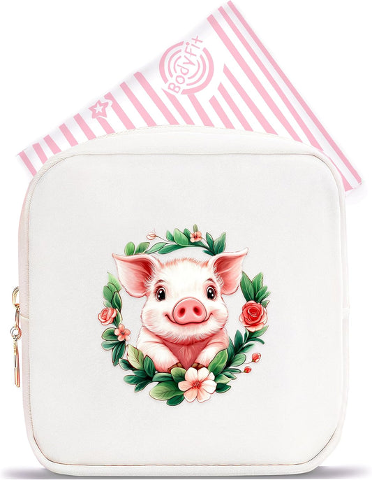 Pig Mini Makeup Bag, Pig Gift For Women Girls, Cute Portable Zipper Pouch Cosmetic Bag For Teen Girls Kids, Small Storage Bag For Sanitary Pad, Period napkin bag!