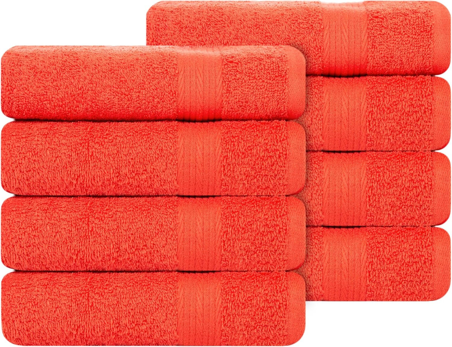 Ample Decor Bulk Hand Towels 18 X 28 Inch 600 GSM 100% Cotton, Soft Absorbent - 8 Pcs Orange