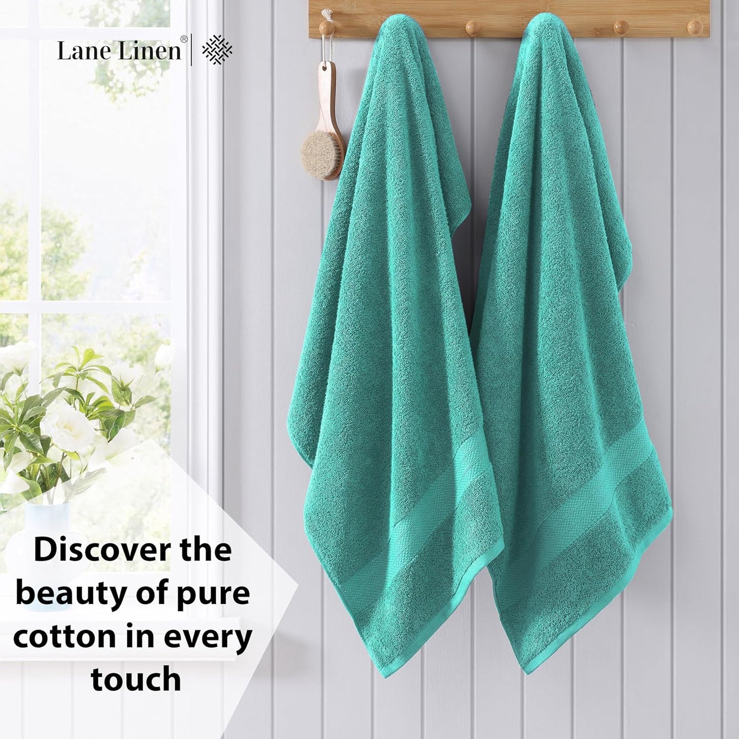LANE LINEN Bathroom Towels Set (4 Pack)- 100% Cotton Luxury Bath Towels for Bathroom, Soft Shower Towels, Quick Dry Turkish Bath Towels, Super Absorbent Hotel Quality Bath Towel Set (28"x 54")- Teal