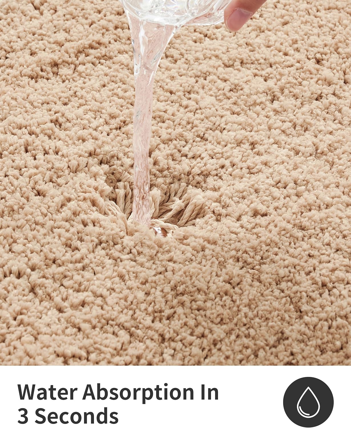 ILANGO Beige Bathroom Rugs 32" × 20" Non Slip & Super Absorbent Extra Thick Soft, Washable Bath Mat for Floor, Microfiber Plush Shaggy Bath Rug with Rubber for Bathtub Shower Room Sink