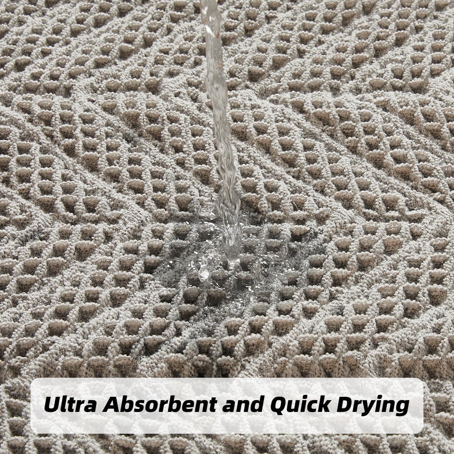 Boho Bath Mat BathDecor Rugs,Upgraded Waffle Bath Mat,Super Absorbent Non Slip Bath Carpet,Machine Washable Bath Rugs, Quick Dry Shower Mats, Ultra Soft,Gray,24" x 36"