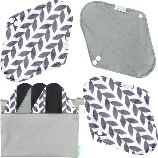 wegreeco Reusable Menstrual Pads - Reusable Sanitary Pads | Reusable Panty Liners | Soft Cloth Menstrual Pads - 6 Pack with 1 Cloth Mini Wet Bag (Medium, Luxury)