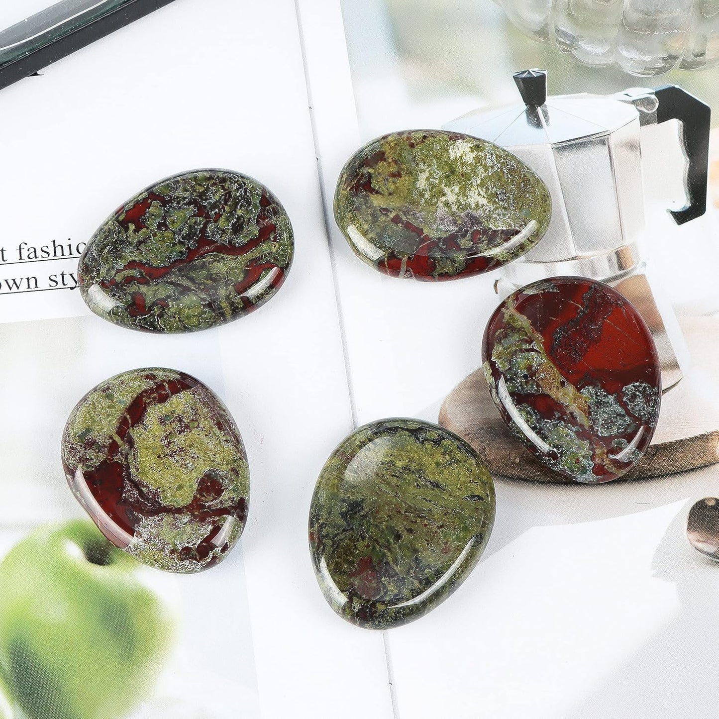 Artistone Crystal Chakra Thumb Worry Stone for Anxiety Tears Chakra Reiki Healing Crystals Pocket Palm Stones Meditation Crystal (Dragon Blood Stone)