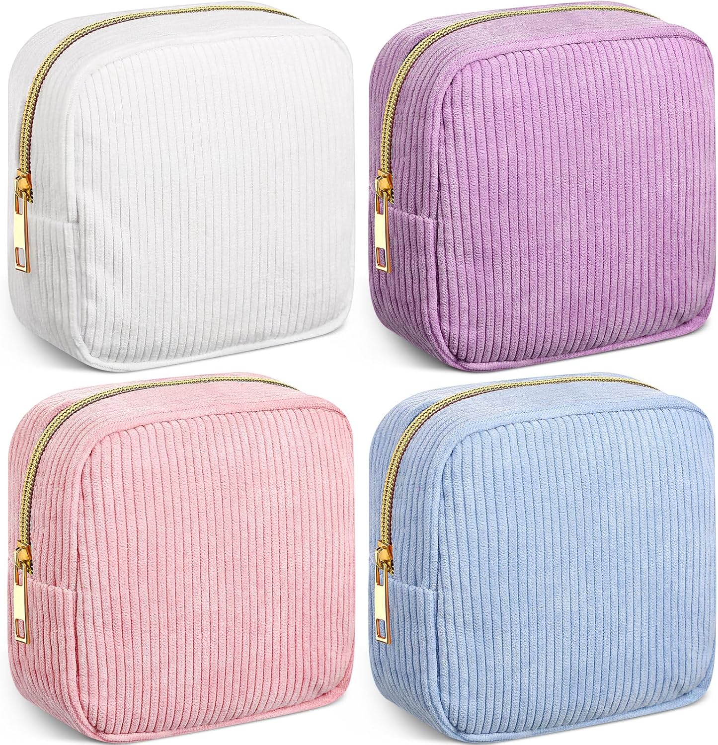 4 Pcs Sanitary Napkin Storage Bag Corduroy Period Bag for School Teen Mini Makeup Preppy Cosmetic Wallet Set for Women Portable First Period Pouch with Zipper Cute Pad Pouch