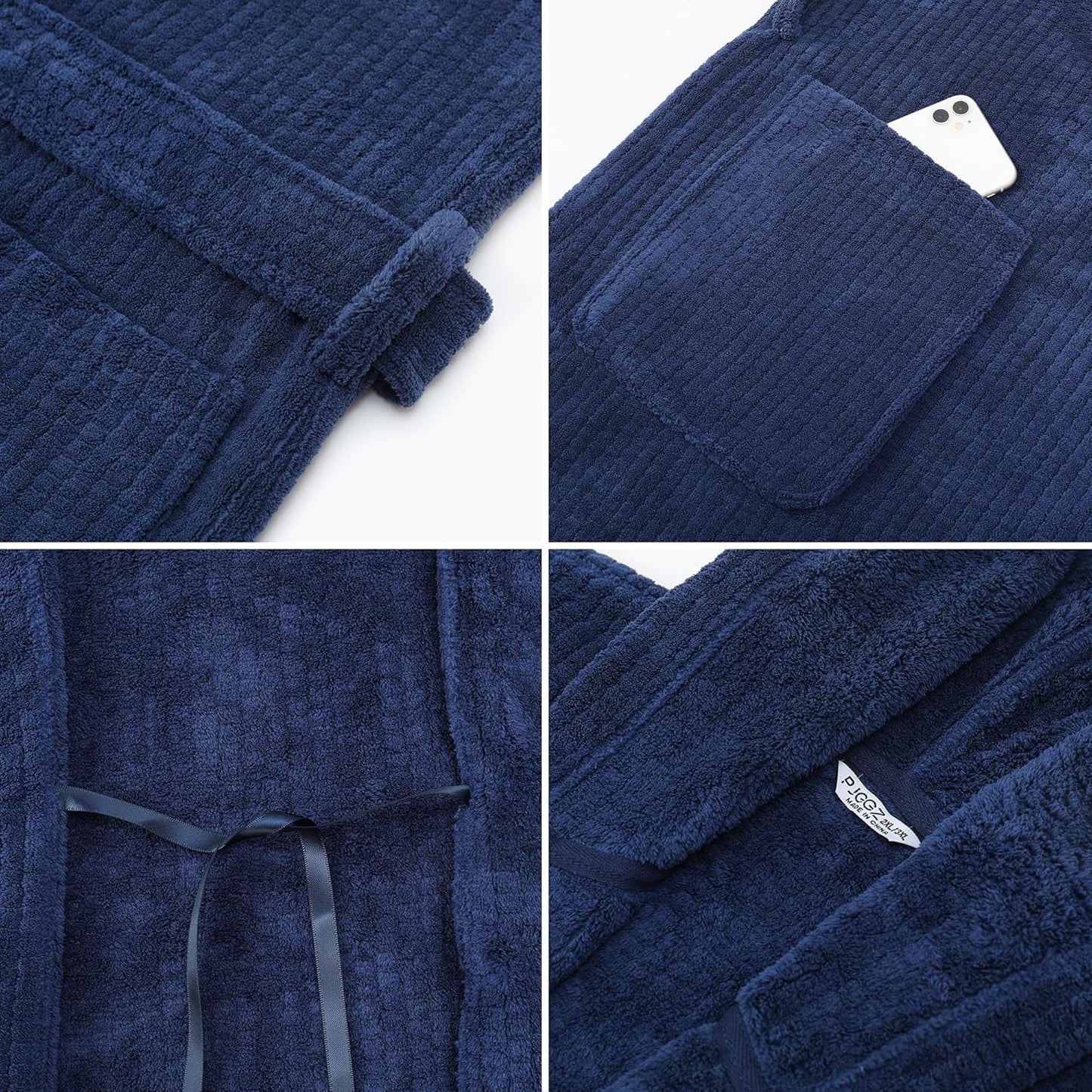 Men's Bathrobes with Hood, Soft Long Towel Robe for Men - Super Absorbent Quick Dry yet Warm