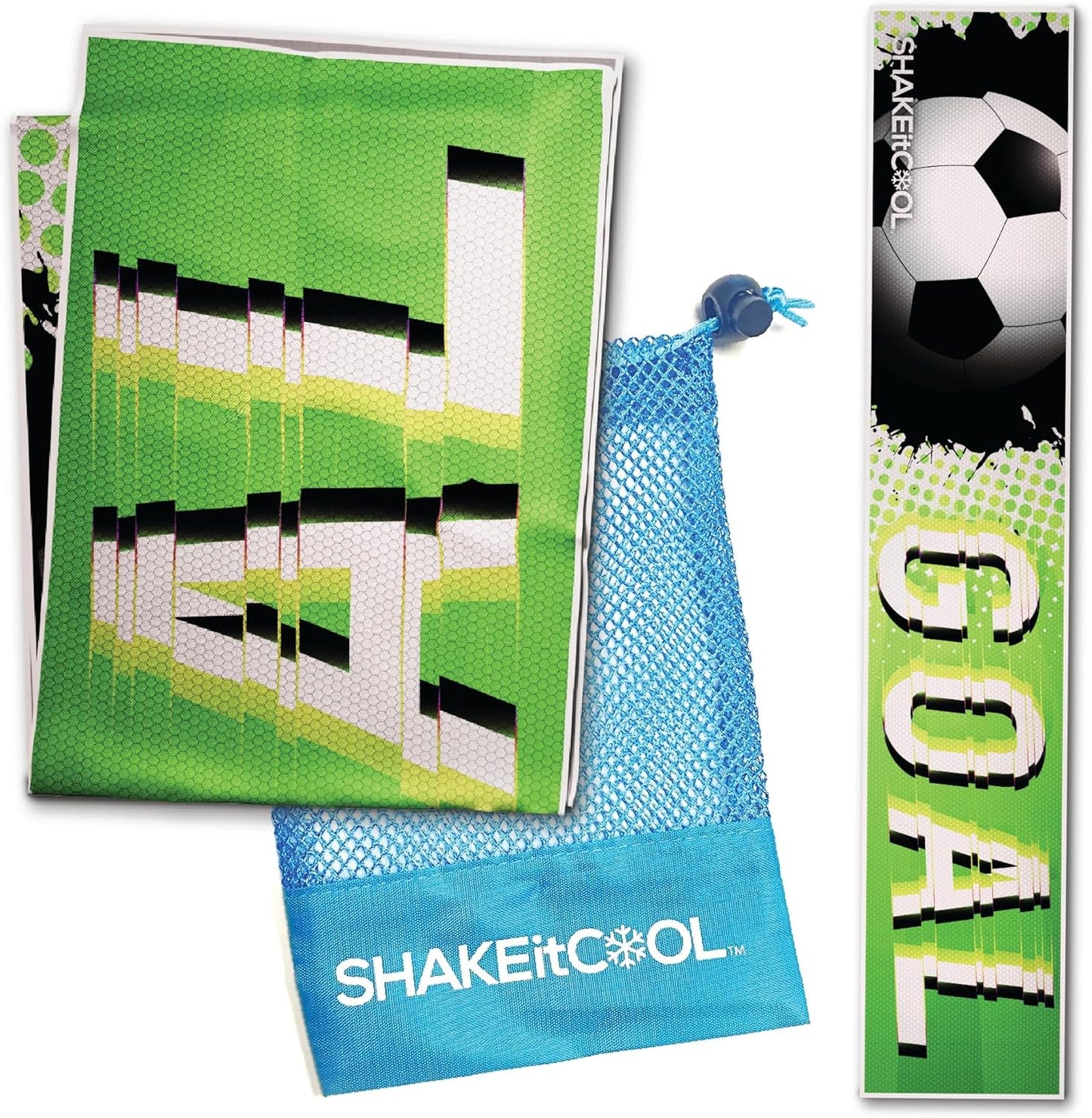 SHAKEitCOOL Original Cooling Towel – Be Cool in Style - Heat Relief, Soft, Lightweight, Sun Protection, Easy Clean - Perfect for Biking, Running, Yoga, Gym, Gardening - Soccer