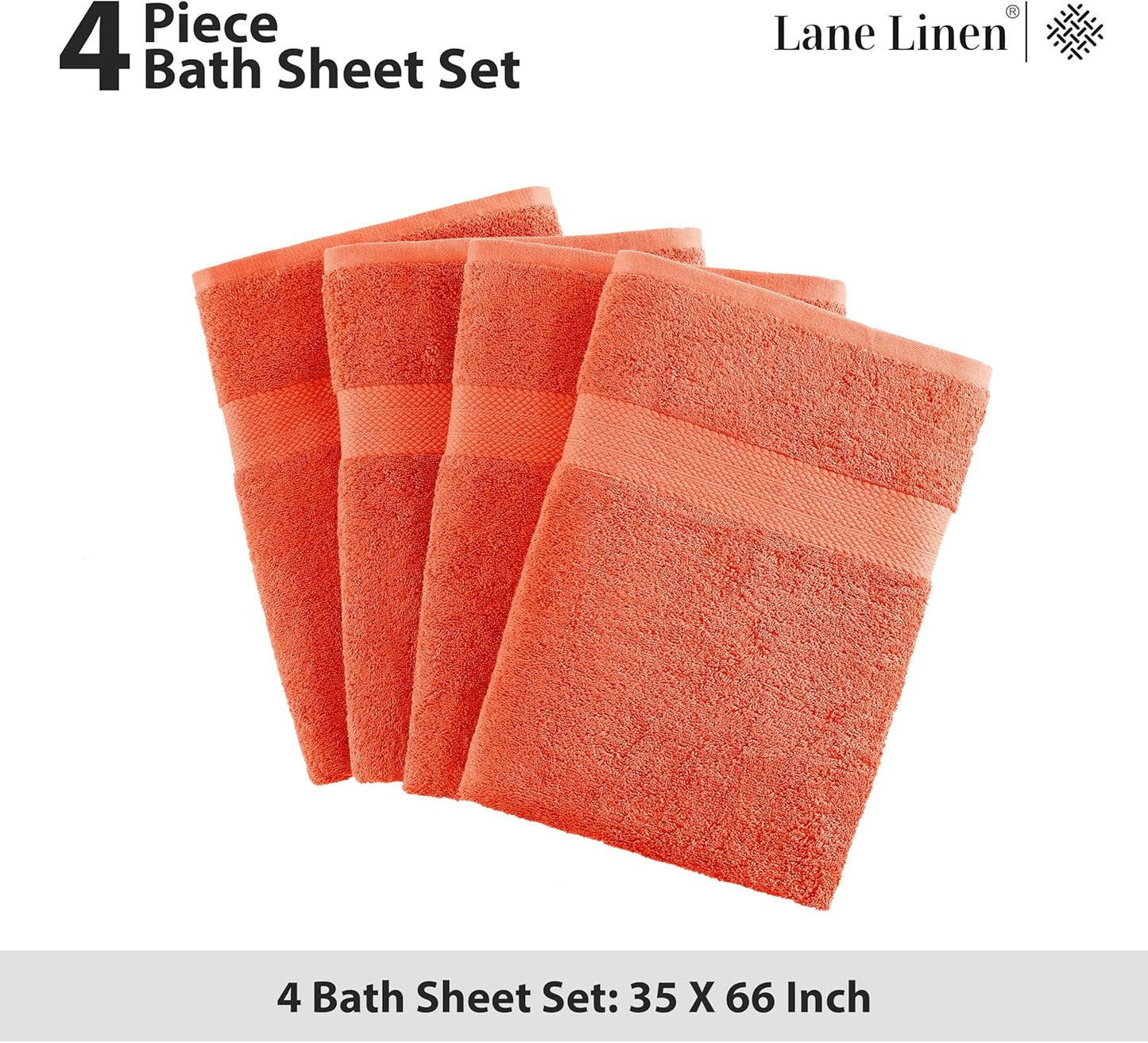 LANE LINEN 100% Cotton 4 Pack Bath Sheets Set (35"x66") - Ring Spun Cotton Extra Large Bath Towels Set - Quick Dry, Soft & Absorbent Oversized Towel Sets - Holds Well After Washing - Tiger Lily