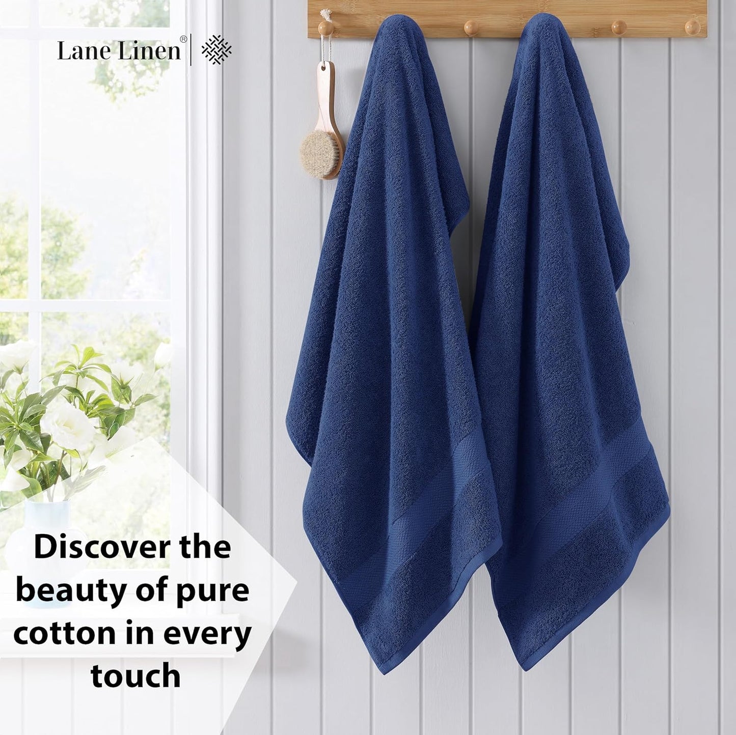 LANE LINEN 100% Cotton Bath Sheets Set of 2 (35"x66") - Ring Spun Cotton Extra Large Bath Towels Set - Quick Dry, Soft & Absorbent Oversized Towel Sets - Holds Well After Multiple Washes - Navy Blue