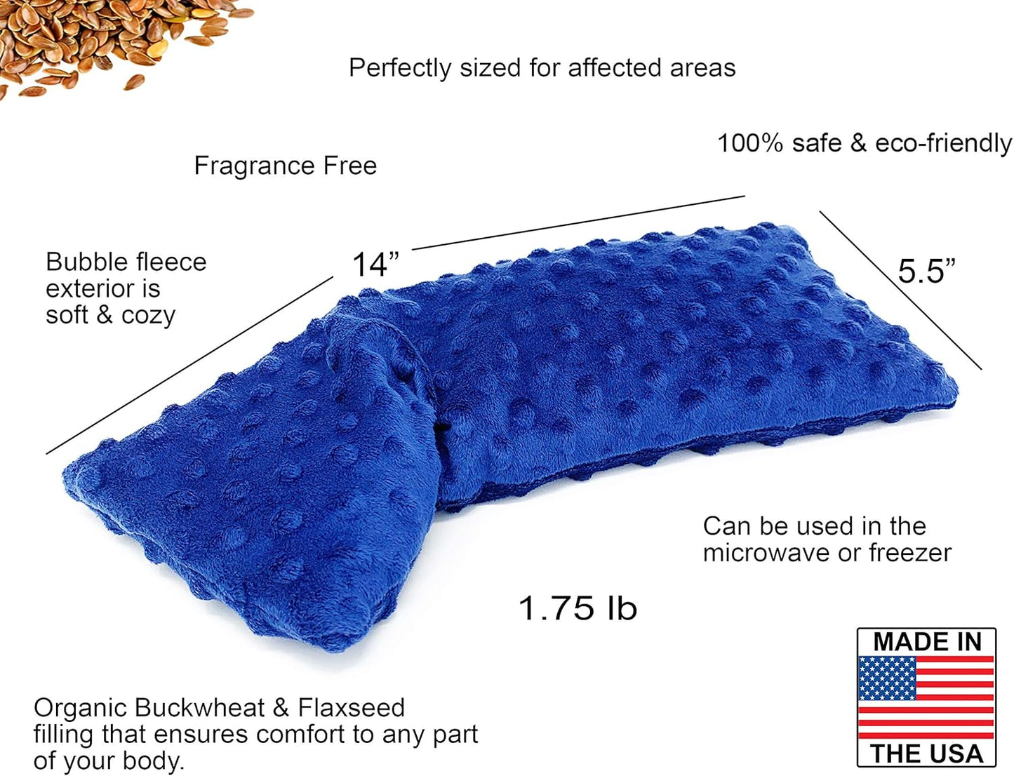 Microwave Heating pad for Neck and Shoulders- Microwavable Heating pad- Cool & hot Moist Heat Pack- Weighted Bean Bag Pads Shoulder Therapy wrap for Pain Relief- Pillow Filled with Flaxseed buckwheat