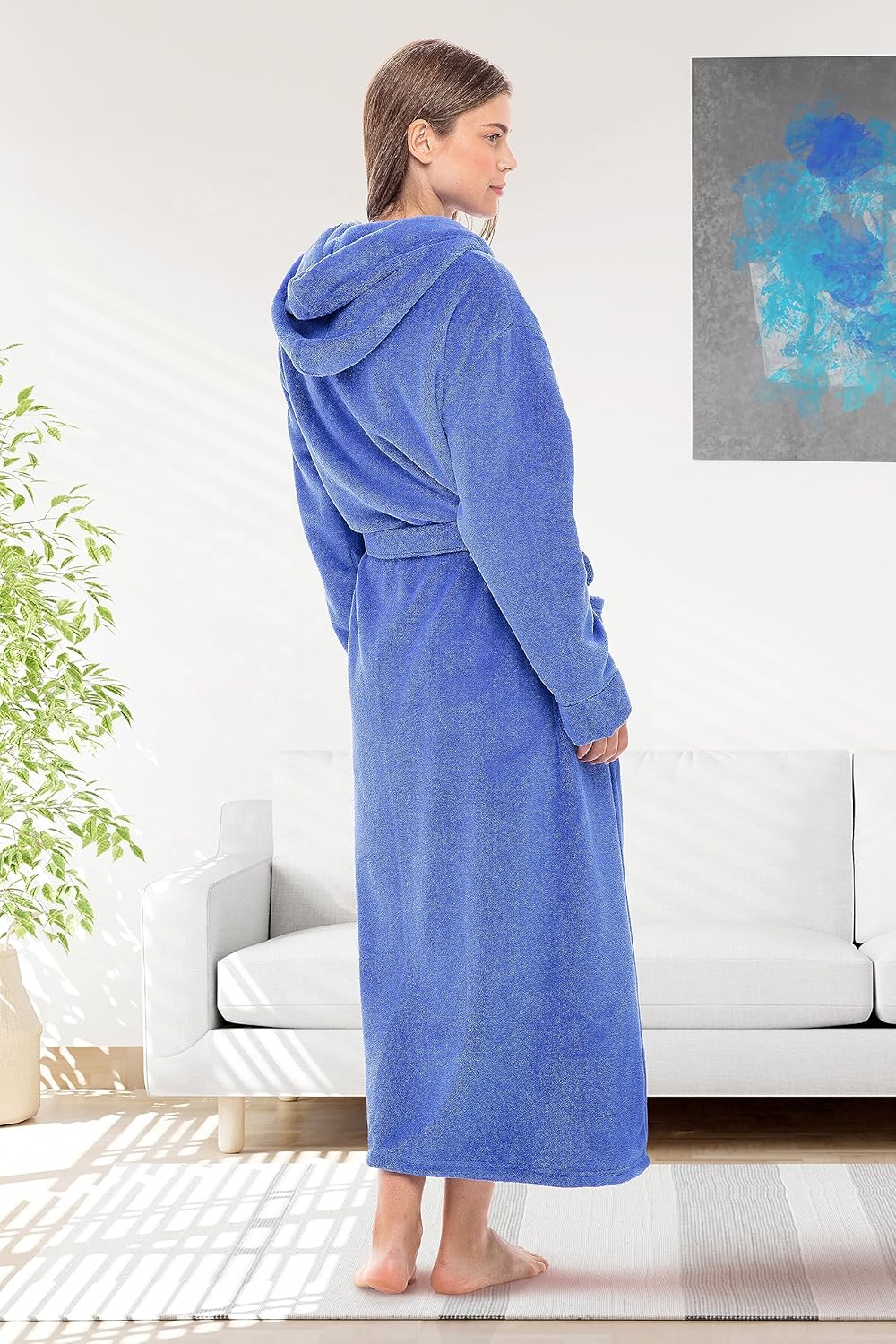 Alexander Del Rossa Womens Robe, Long Plush Bathrobe with Hood, Hooded Robes for Women Plus Size Bath Robe