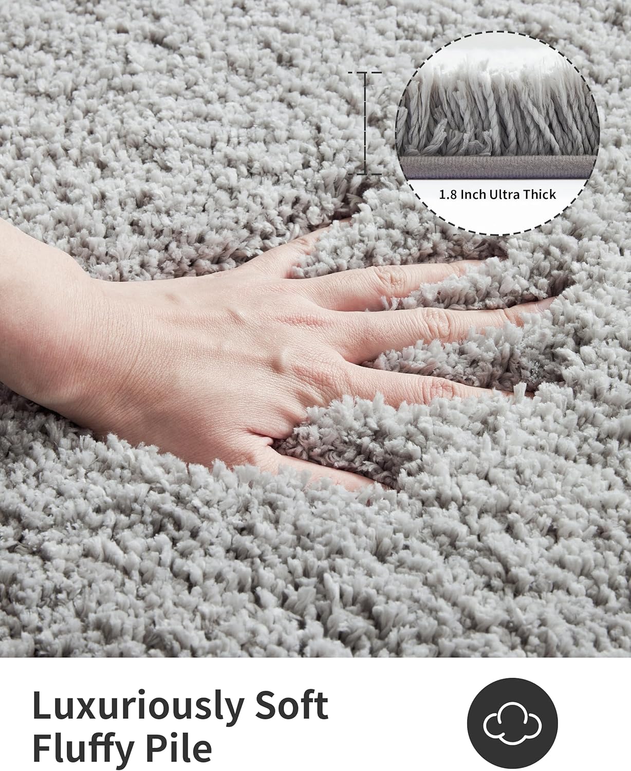 ILANGO Grey Toilet Rugs U Shaped 22" × 24" Non Slip & Super Absorbent Extra Thick Soft, Washable Bath Mats for Bathroom Floor, Microfiber Plush Shaggy Contour Bath Rugs for Toilet,Dry Quick