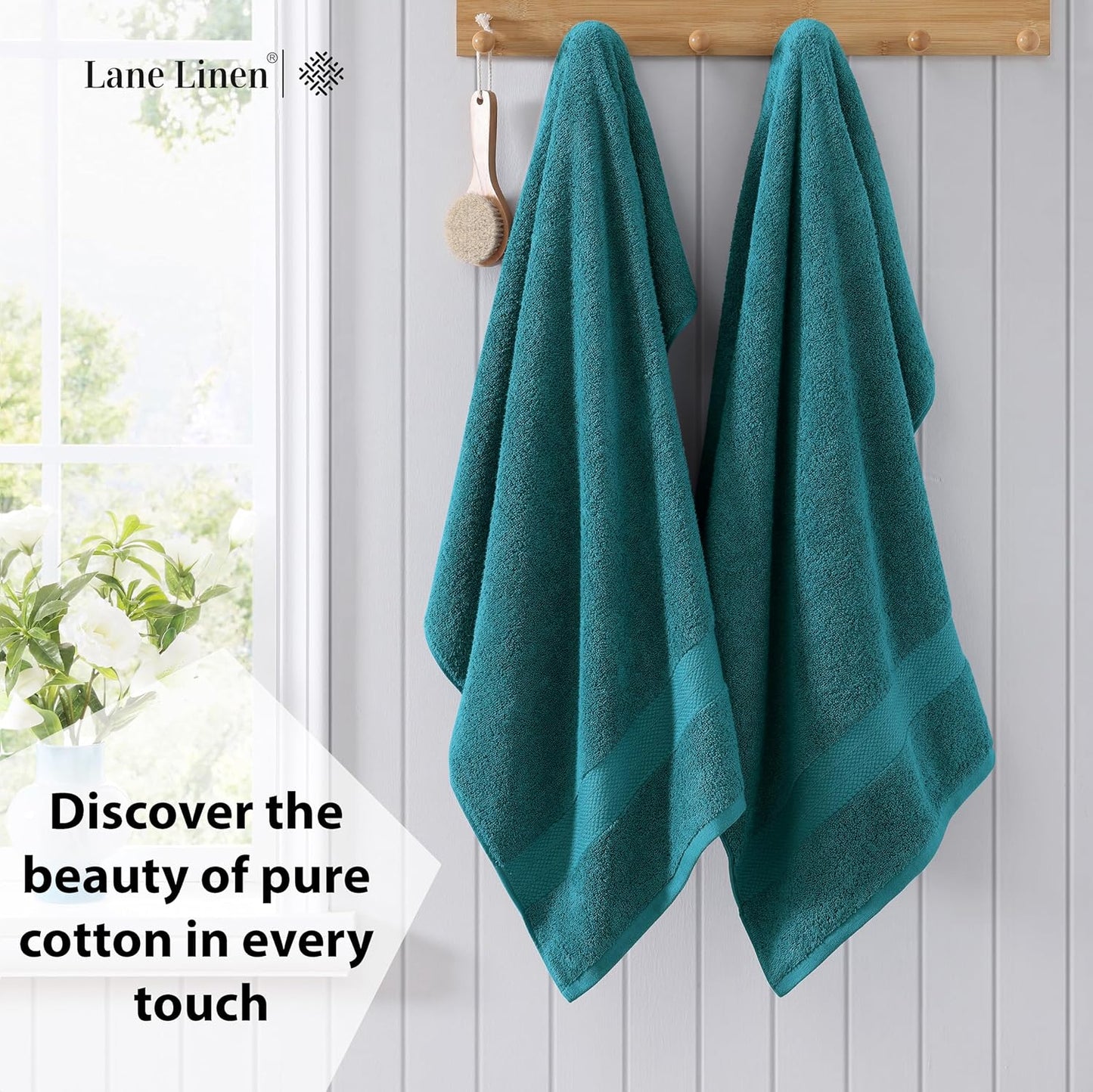 LANE LINEN 100% Ring Spun Cotton Bath Sheets (35"x66") - 4 Pcs - Extra Large Bath Towel Set - Quick Drying, Soft & Absorbent Oversized Bathroom Towels - Remain Soft After Multiple Washes - Sea Port