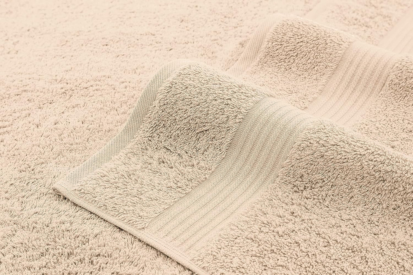 American Veteran 6 Piece Luxury Towel Set, 100% Cotton Turkish Towels - 2 Bath, 2 Hand, 2 Washcloths, Beige