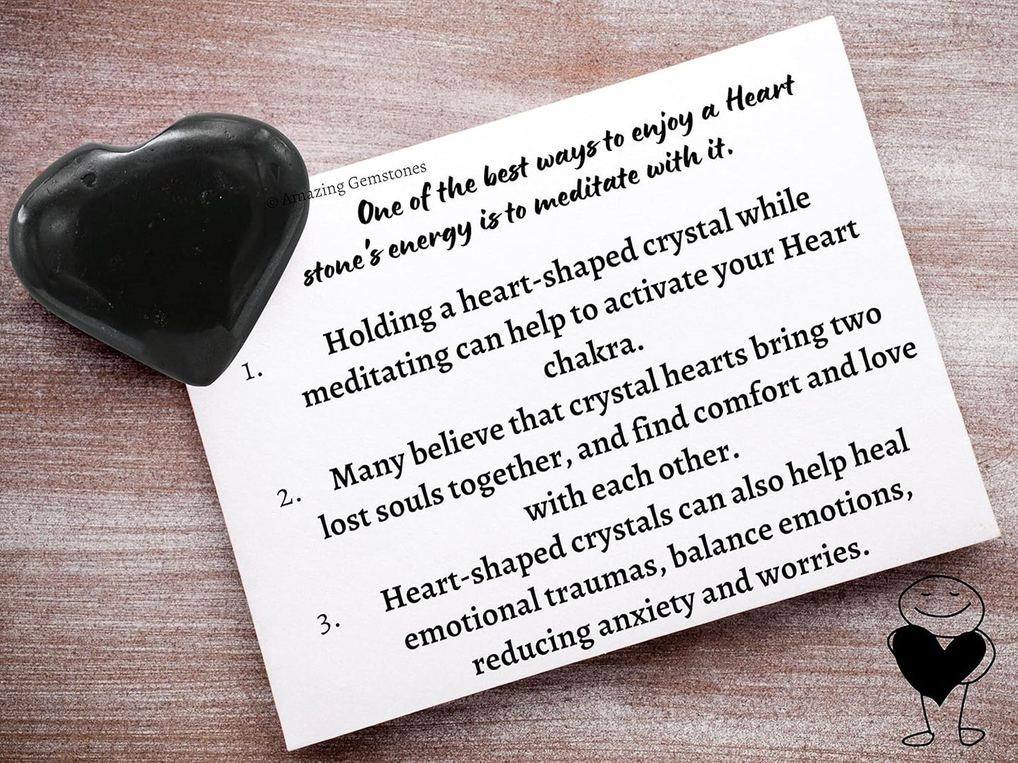 Amazing Gemstone Black Tourmaline Crystal Heart Palm Stone - Pocket Massage Worry Stone for Natural Body Chakra Balancing, Reiki Healing and Crystal Grid