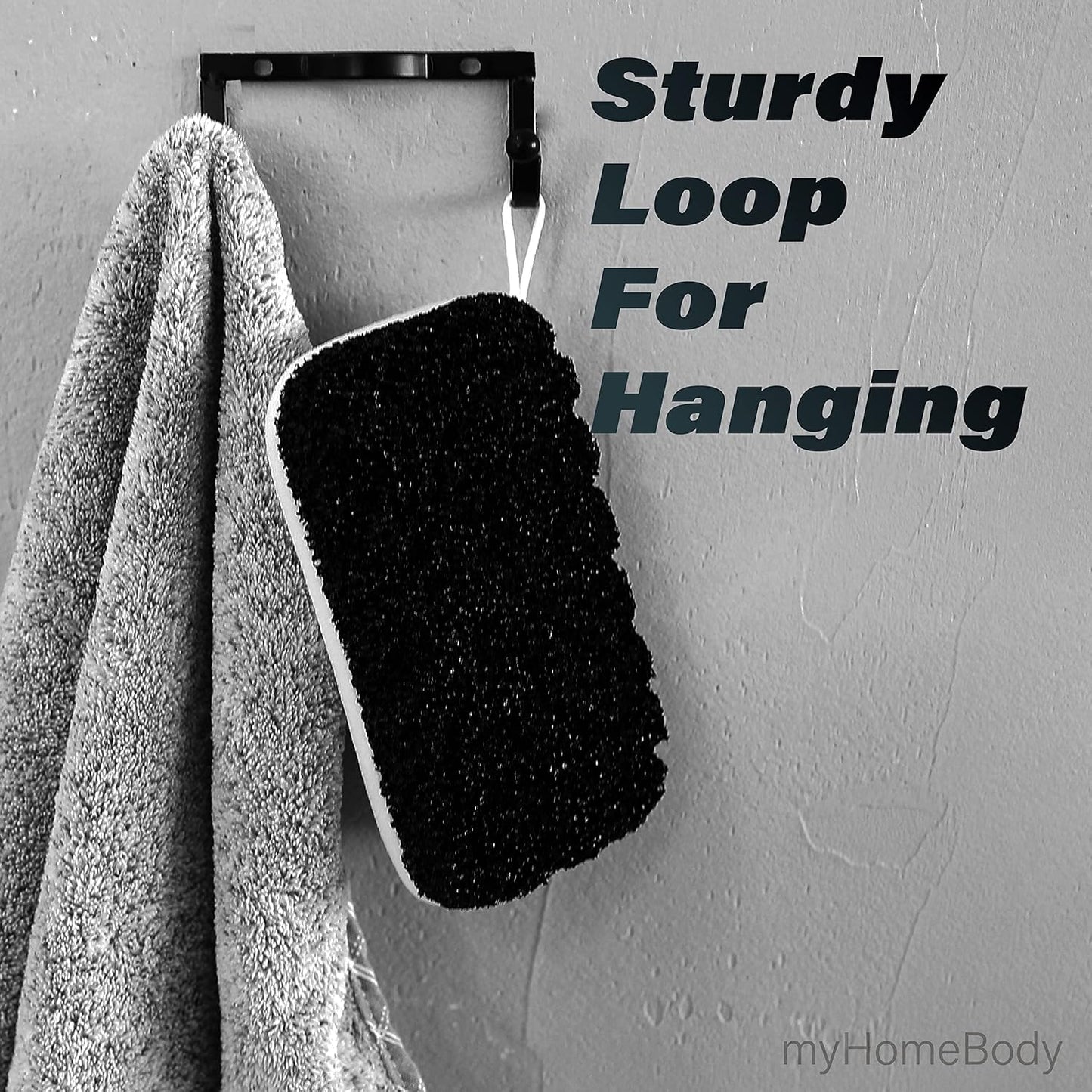 myHomeBody Extra Exfoliating Body Scrubber, Bath Sponge for Women, Loofah Exfoliator for Men, 1pc