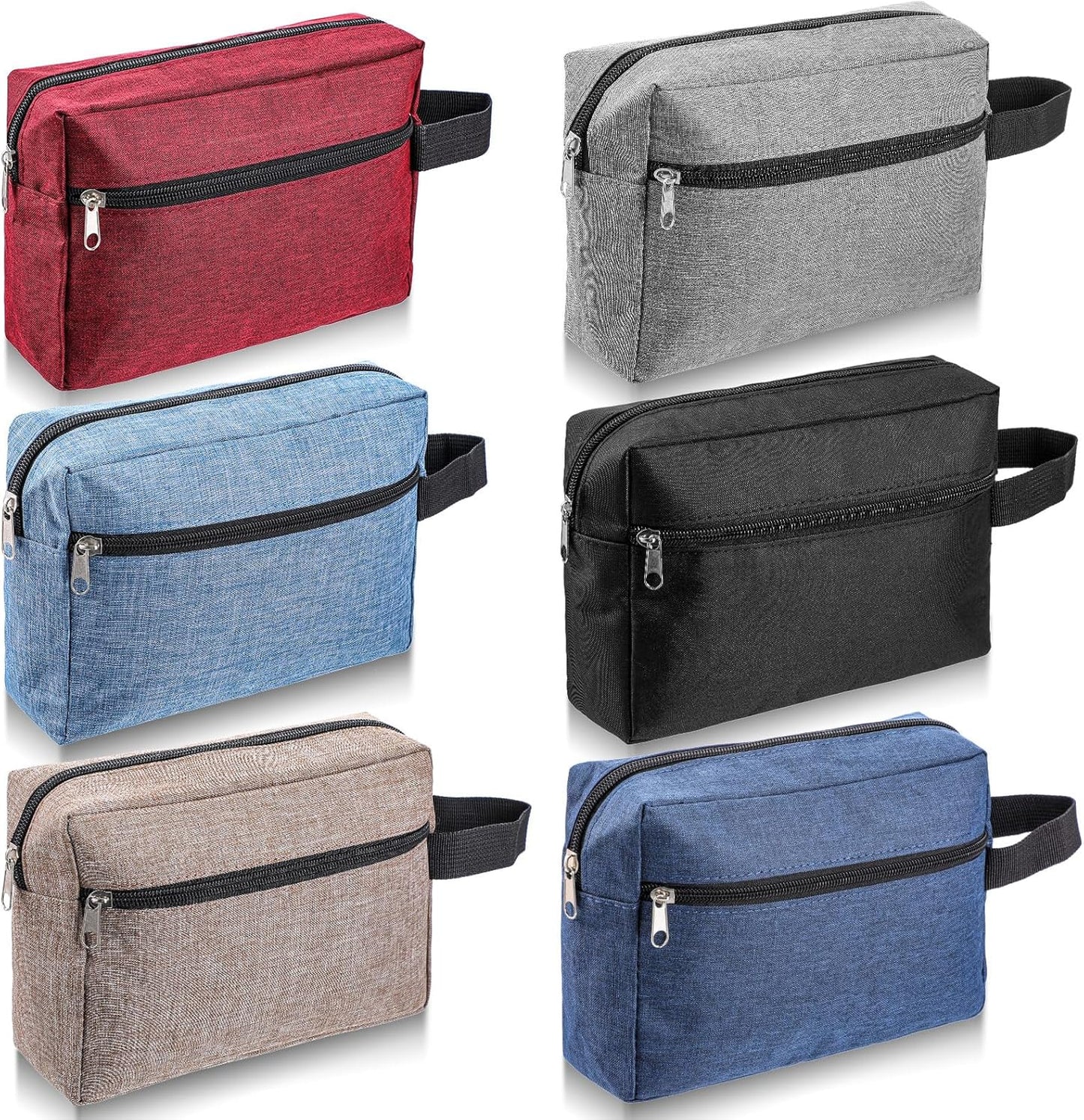 6 PCS Travel Toiletry Bag for Women and Men, Travel Pouch, Large Shaving Bag, Portable Grooming Bag, Foldable Storage Bags with Handle for Cosmetics Toiletries Tools, 6 Colors