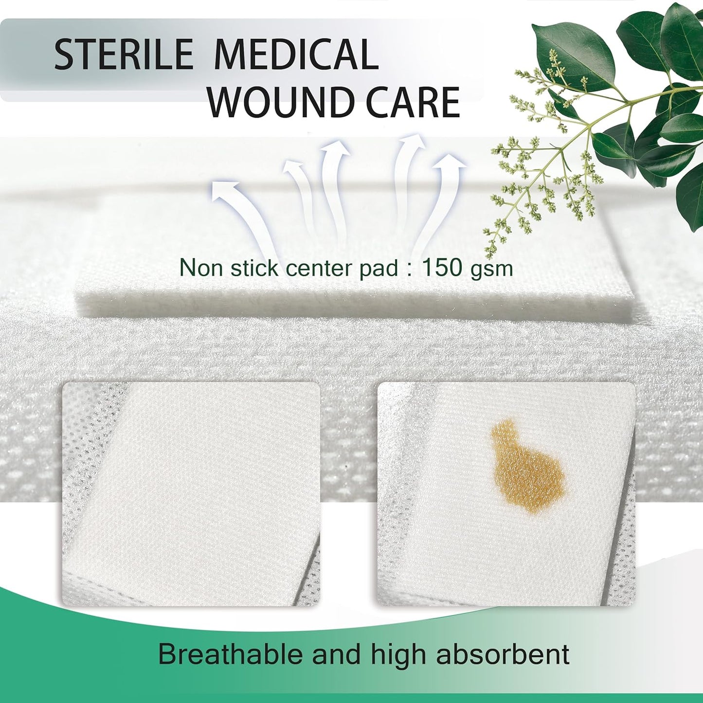 2.3X2.7 Inches Sterile Adhesive Island Wound Dressing Bandages - Non Woven Cover with Bordered Gauze Pads,100 Individually Pack, High Absorbent, Medical Grade by QICHUANG(2.3X2.7INCHES-C100)