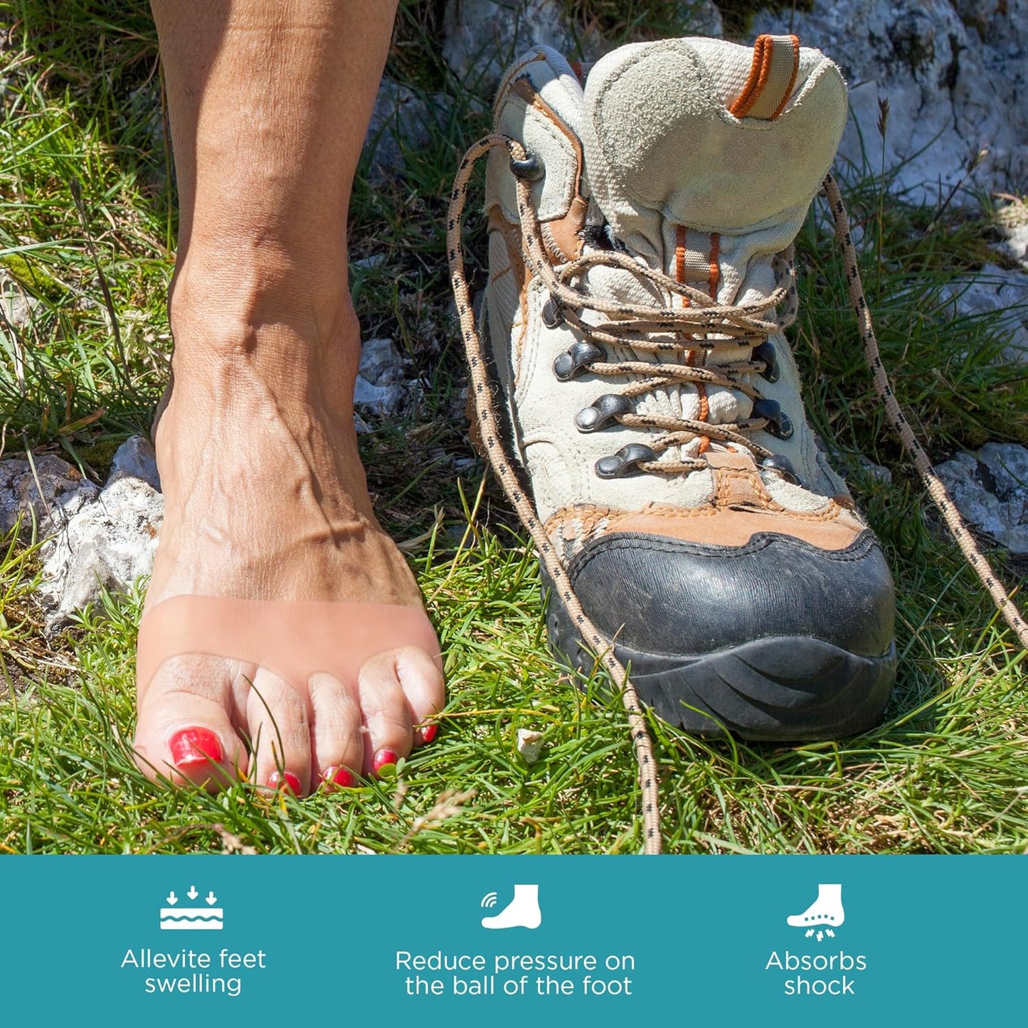 Homergy Metatarsal Foot Pads - Soft Gel Ball of Foot Cushions for Pain Relief, Ultra-Thin Sleeve Design, Stays in Place, Breathable & Reusable - Fits Heels, Flats, Sneakers (4 Pads / 2 Pairs)