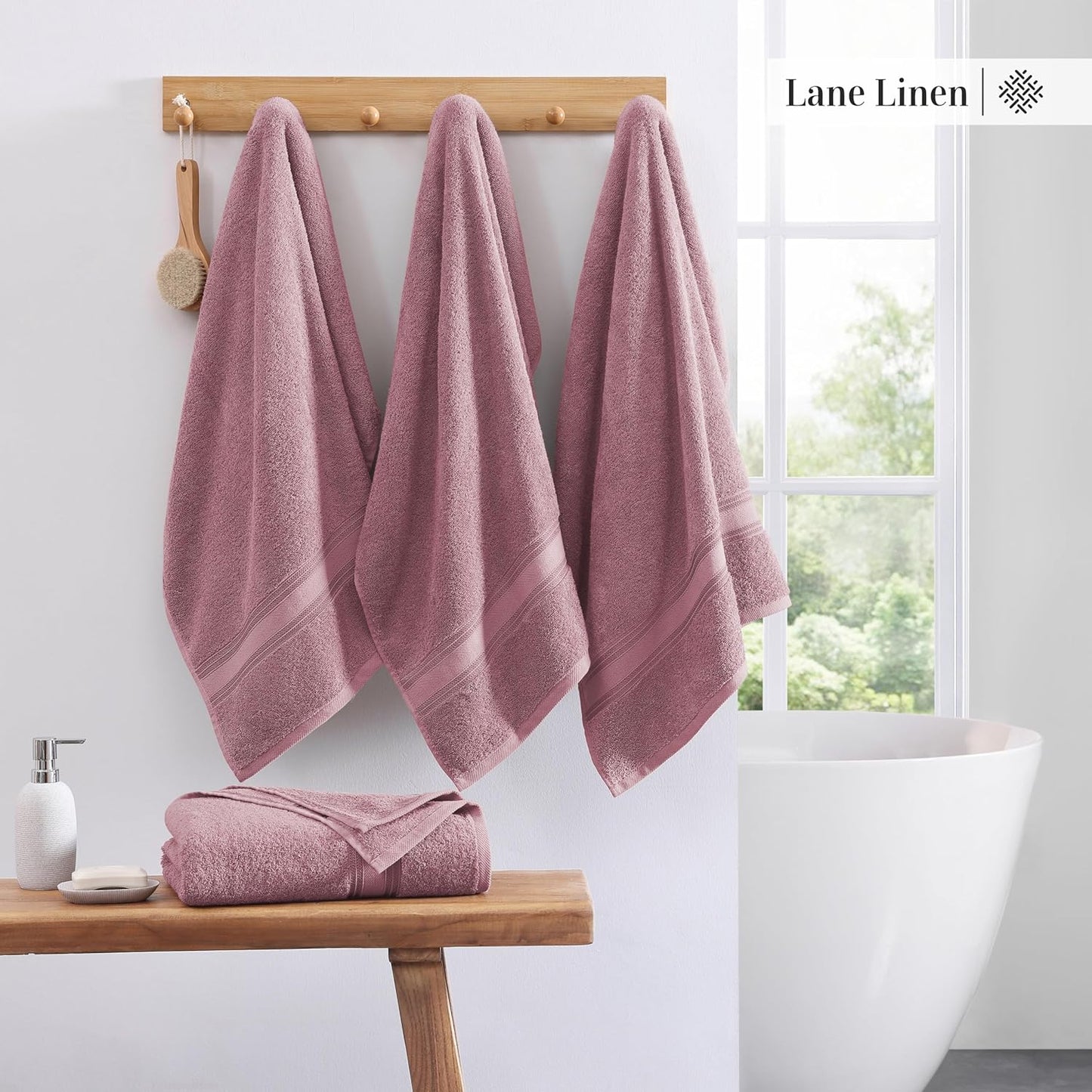 Lane Linen 100% Cotton Bath Sheets 4 Pack (35"x66") - Zero Twist Cotton Extra Large Bath Towels Set - Quick Dry, Soft & Absorbent Oversized Towel Set - Holds Well after Multiple Washes - Wishful Mauve