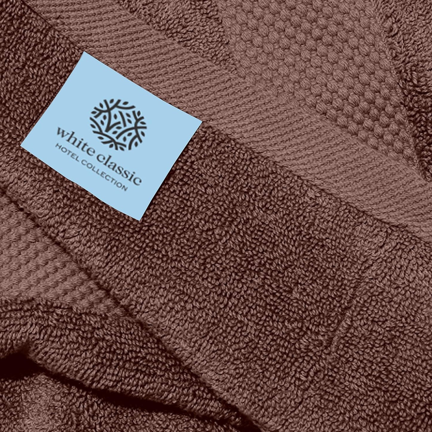 White Classic Luxury Brown Hand Towels - Soft 100% Turkish Cotton | Highly Absorbent Hotel spa Bathroom Towel Collection | 16x30 Inch | Set of 6