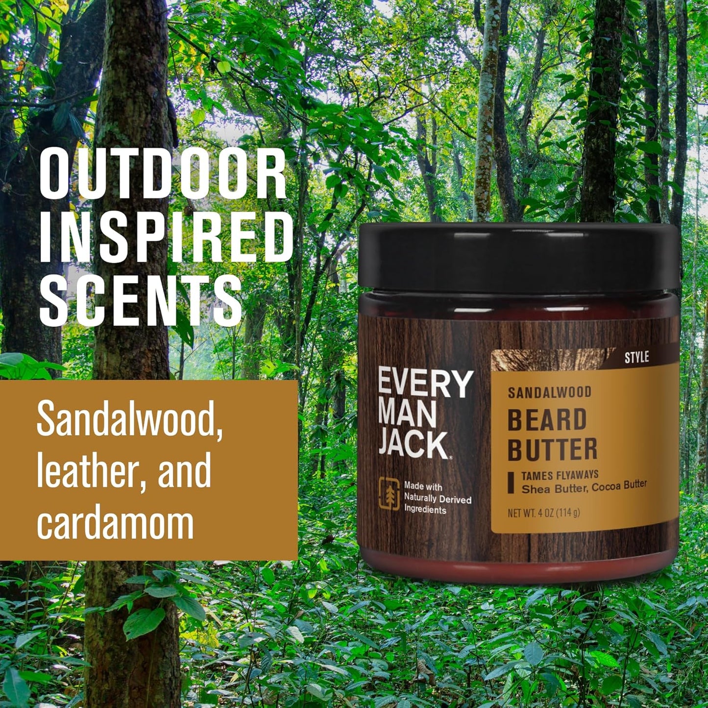Every Man Jack Beard Butter- Subtle Sandalwood Fragrance - Hydrates and Styles Dry, Unruly Beards While Relieving Itch - Naturally Derived with Shea Butter and Coconut Oil - 4-ounce (2 Pack)