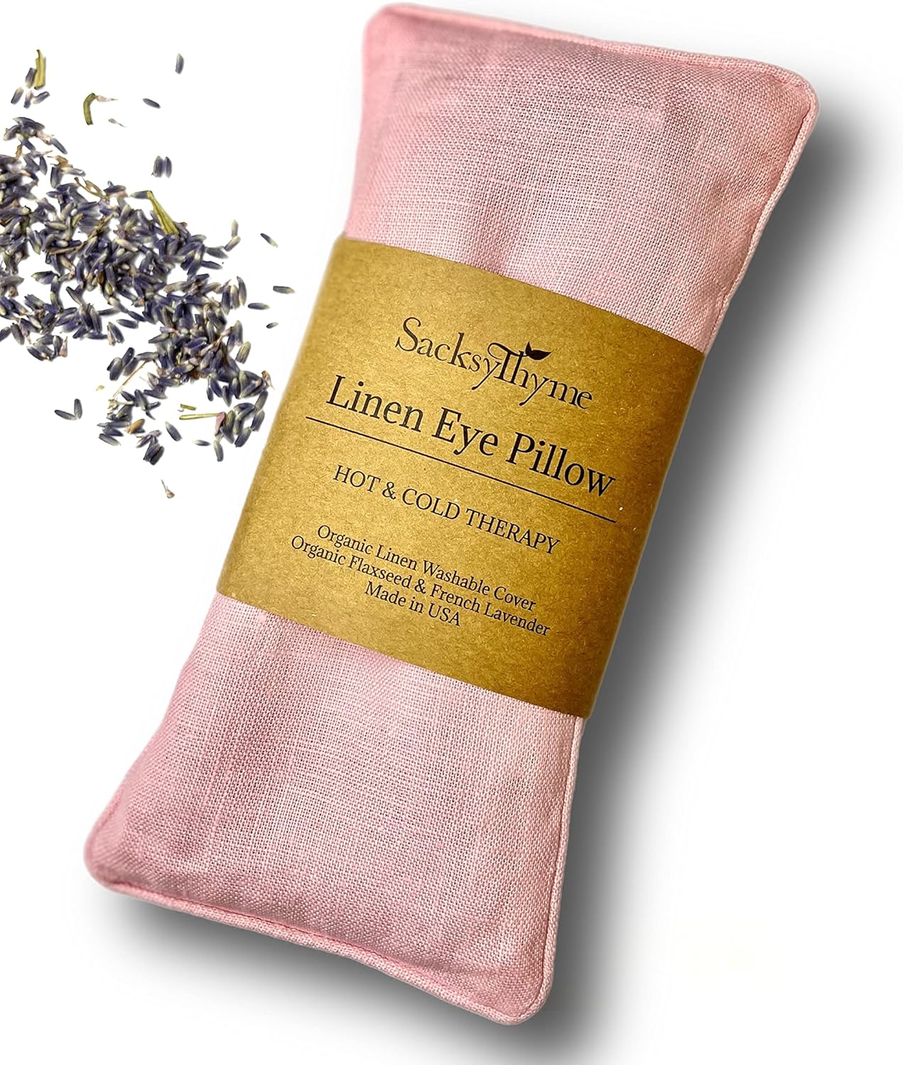 Organic Linen Eye Pillow - Lavender & Flaxseed for Relaxation, Yoga, Stress Relief - Microwavable Heating Pad & Cool Compress - Made in USA - Gifts for Meditation
