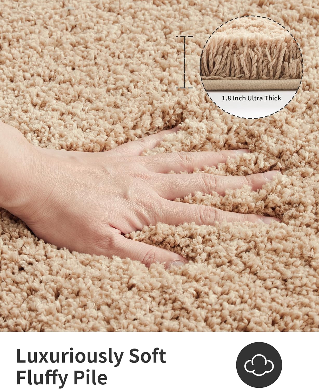 ILANGO Beige Bathroom Rugs 48" × 24" Non Slip & Super Absorbent Extra Thick Soft, Washable Bath Mat for Floor, Microfiber Plush Shaggy Bath Rug with Rubber for Bathtub Shower Room Sink