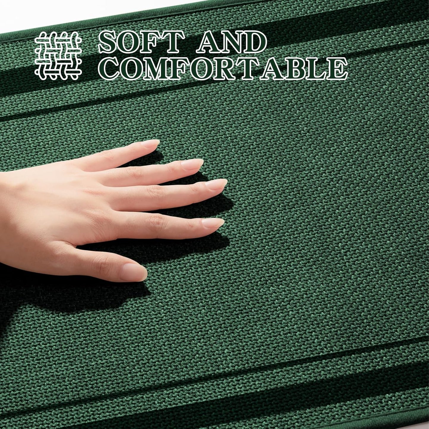 chakme Bathroom Rugs Mat 32x17, Ultra Thin Non Slip Bath Mat Quick Dry Absorbent Bath Mat for Bathroom Floor, (Dark Green, 32"x17")