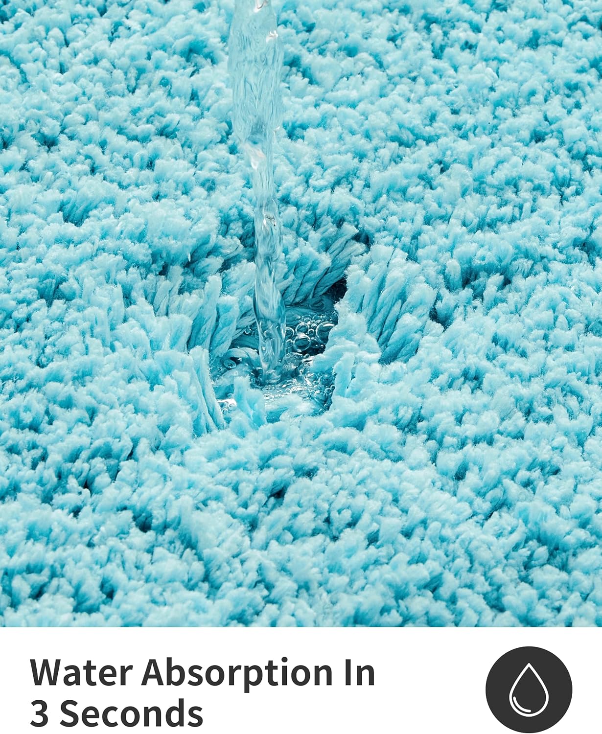 ILANGO Teal Toilet Rugs U Shaped 22" × 24" Non Slip & Super Absorbent Extra Thick Soft, Washable Bath Mats for Bathroom Floor, Microfiber Plush Shaggy Contour Bath Rugs for Toilet,Dry Quick