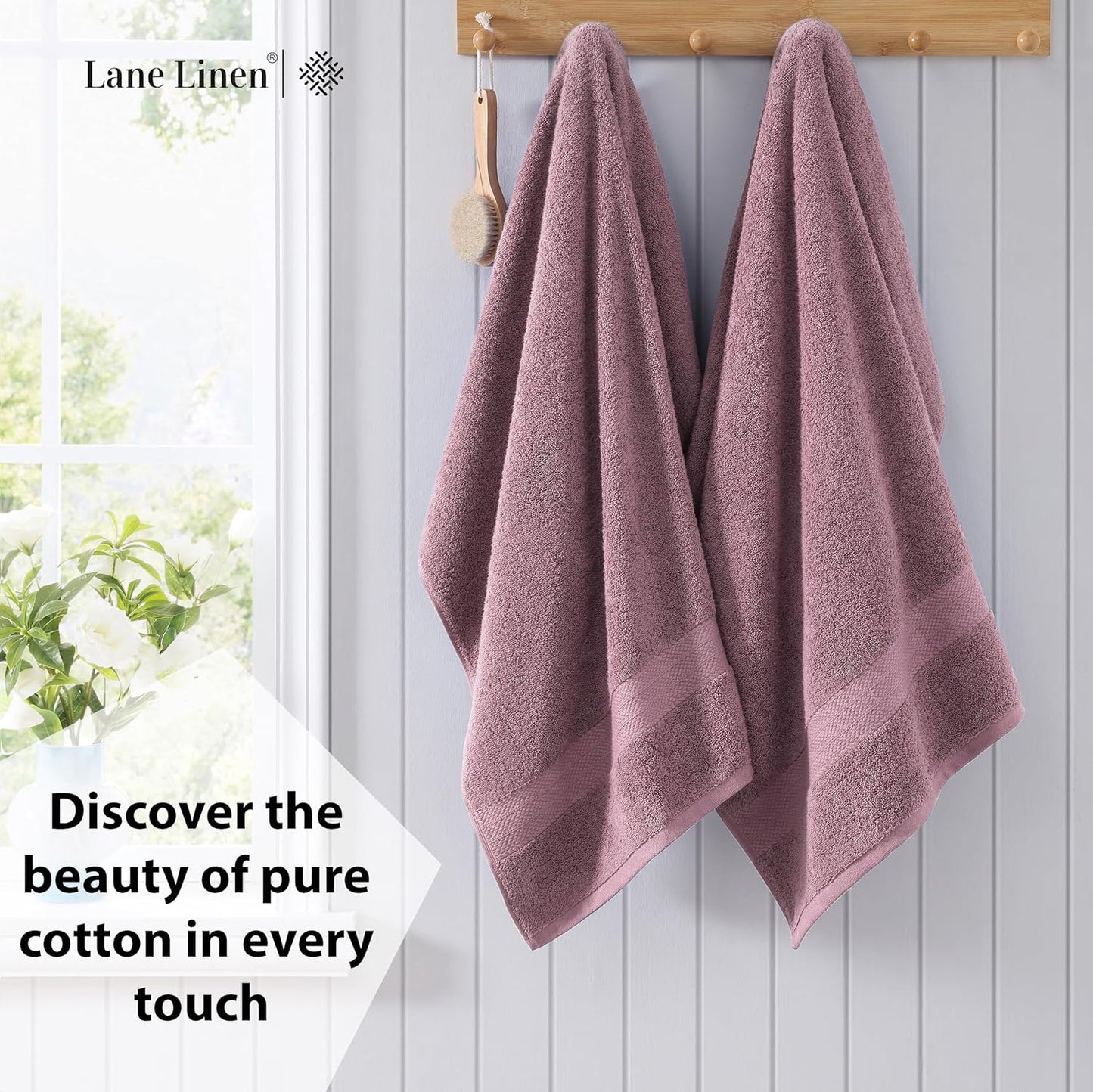 LANE LINEN 100% Cotton Bath Sheets 4 Pack (35"x66") - Ring Spun Cotton Extra Large Bath Towels Set - Quick Dry, Soft & Absorbent Oversized Towel Set - Holds Well After Multiple Washes - Wishful Mauve