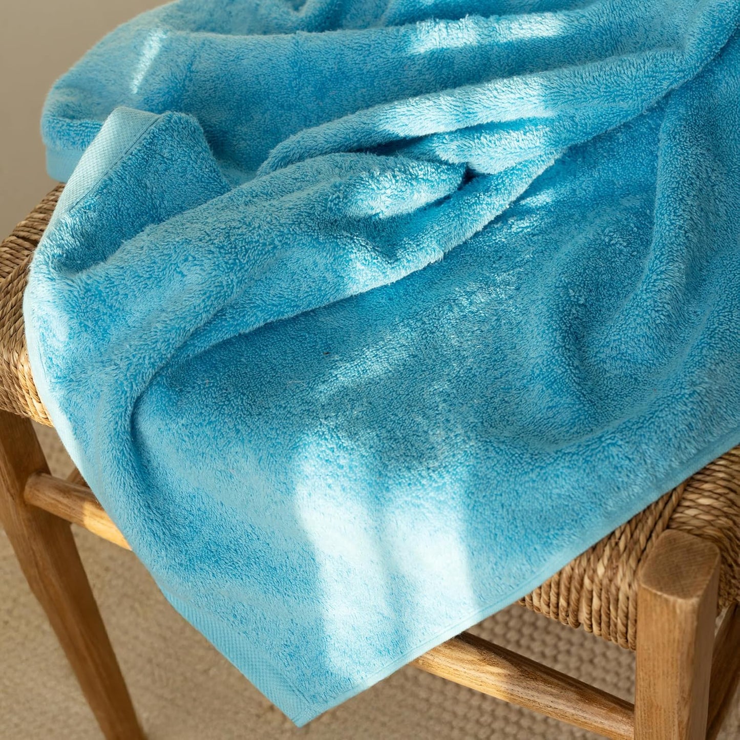 SALBAKOS 100% Turkish Cotton Jumbo Bath Sheet Towel Oversized 40x80 inch | Premium Hotel & Spa Quality, Soft, Absorbent, XL Bath Towels | Made in Turkey (Pack of 1, Aqua, Jumbo Bath Sheet)