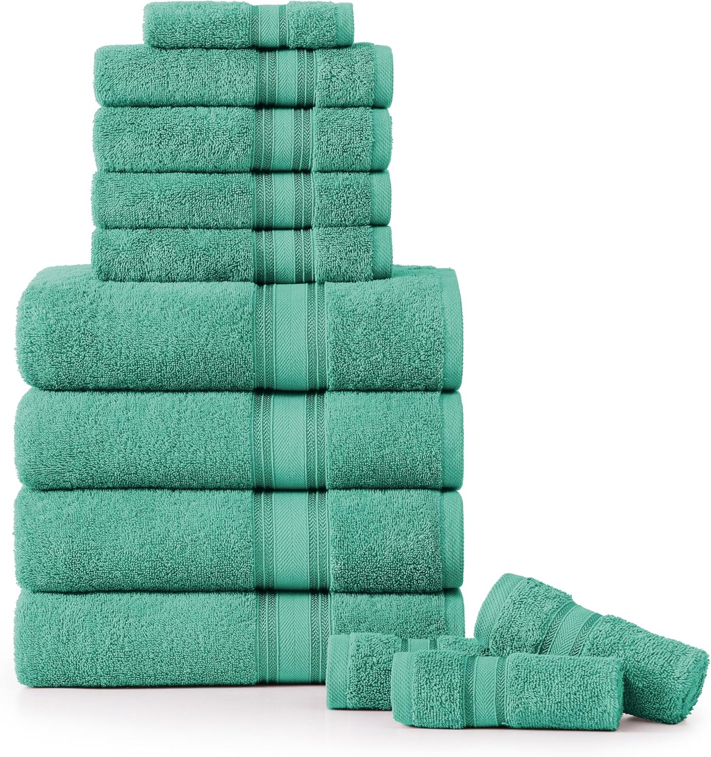 LANE LINEN Luxury Bath Towels Set - 12 Piece Set, 100% Cotton Bathroom Towel, Zero Twist, Quick Dry Shower Towels, Absorbent Towel, Super Soft, 4 Bath Towels, 4 Hand Towels, 4 Wash Cloths - Teal