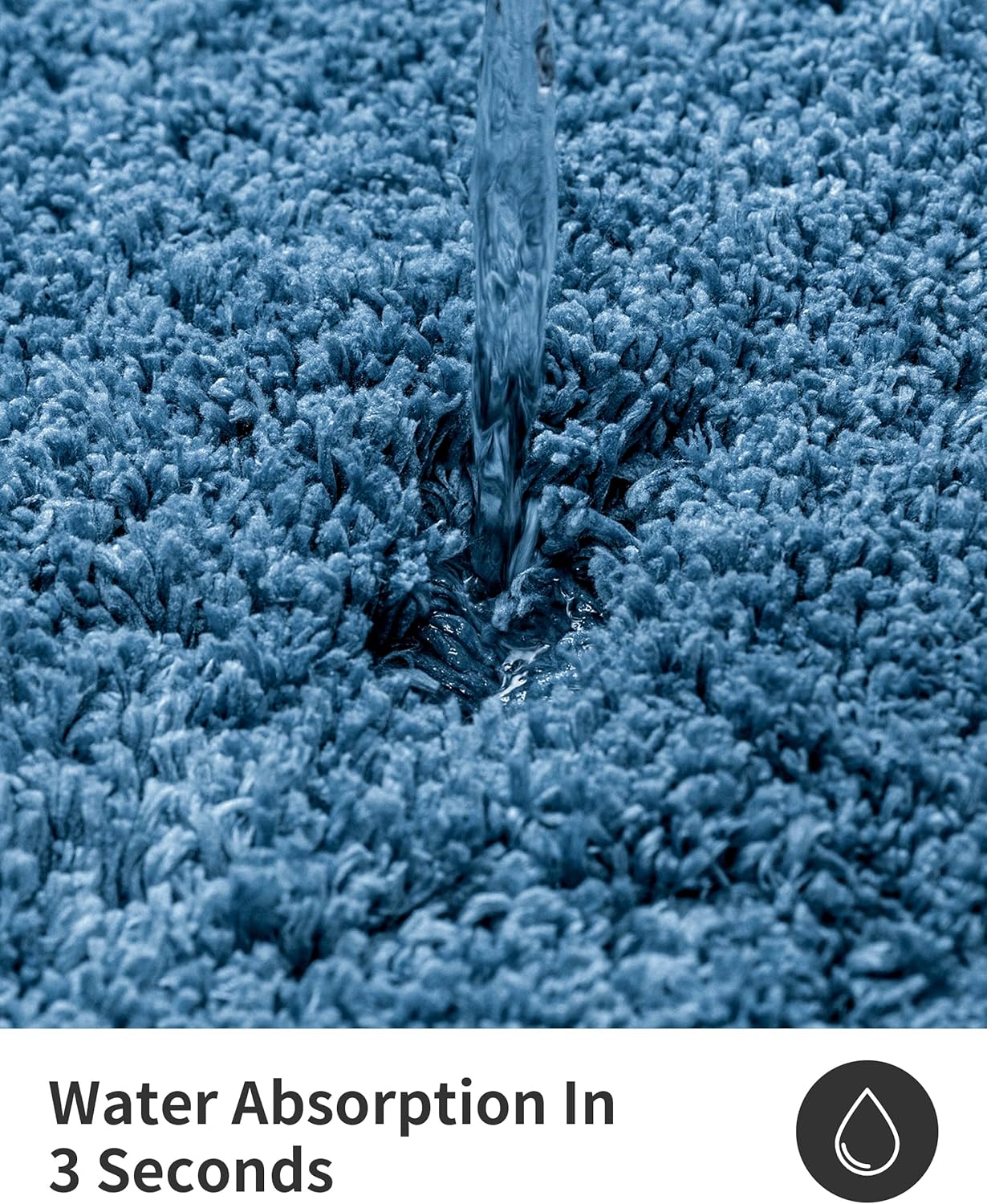 ILANGO Blue Bathroom Rugs 48" × 24" Non Slip & Super Absorbent Extra Thick Soft, Washable Bath Mat for Floor, Microfiber Plush Shaggy Bath Rug with Rubber for Bathtub Shower Room Sink