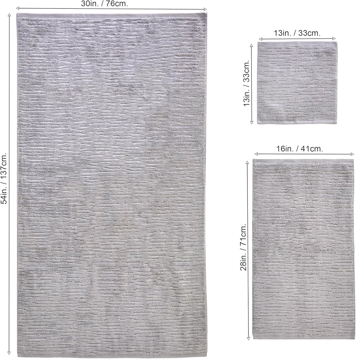 SKL Home CloudSoft Cotton Luxury 6 Pc Towel Set for Bath & Gift, Gray